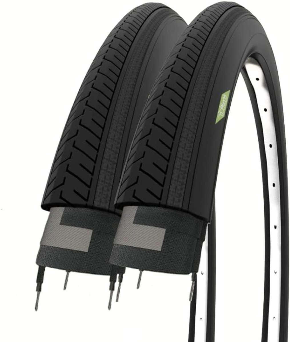 Fietsbanden Set - Straatbanden - Stadsvervoer - Rubberen Constructie - 27 x 1 1/4 - Zwart