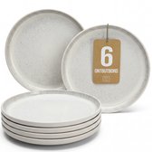 Pure Living Ibiza Light Dessertborden - 6 stuks - Ø 20 cm - Beige - Aardewerk - Magnetron & Vaatwasserbestendig
