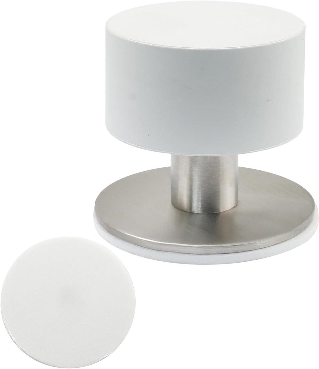 Deurstopper - Deurhouder - Bescherming deur - RVS met rubber - 40mm - Wit