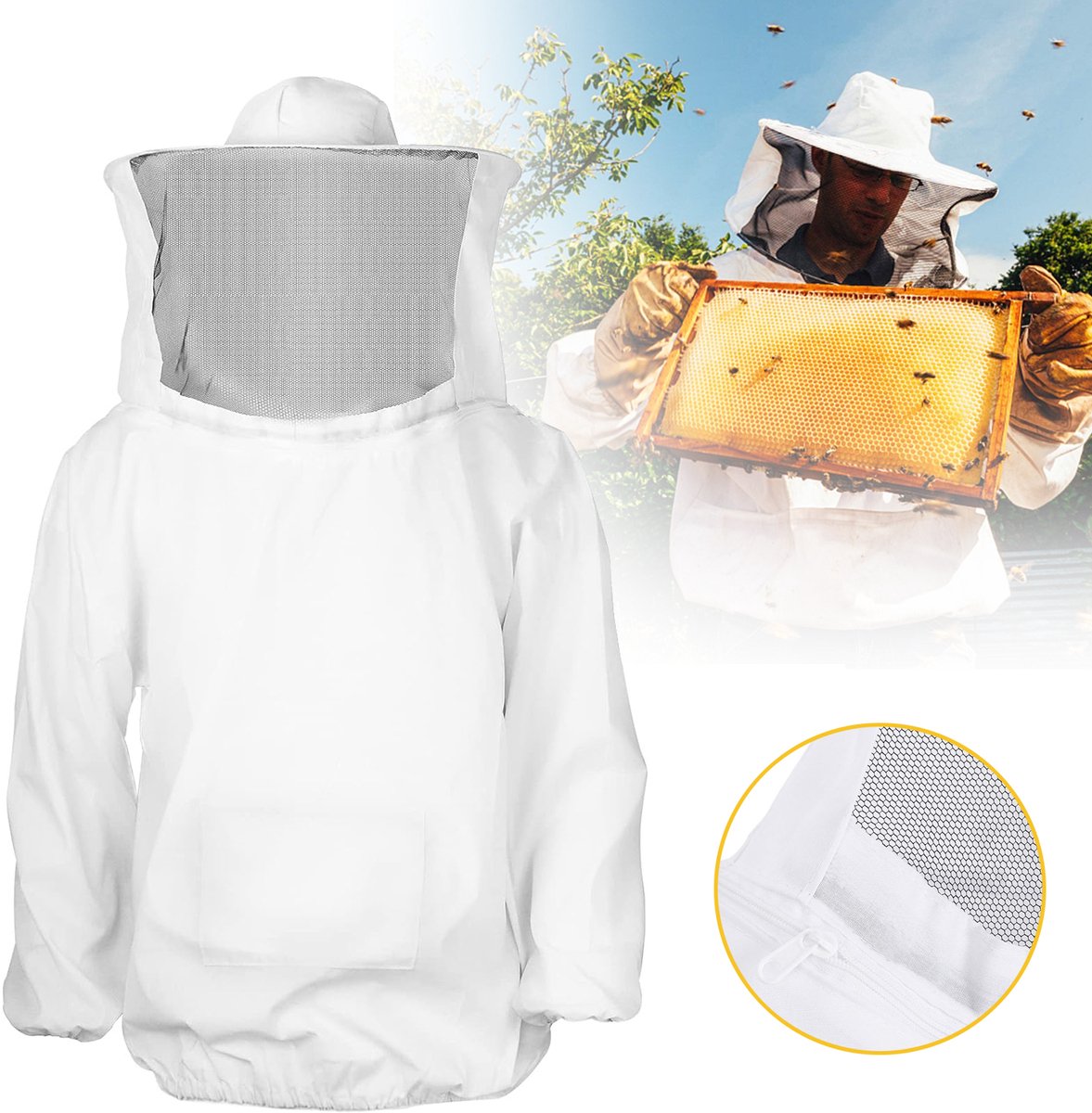Imkerpak - Imkerkleding - Imkersjas Met Kap En Sluier - Bijenbeschermingspak - Professionele En Beginnende Imkers