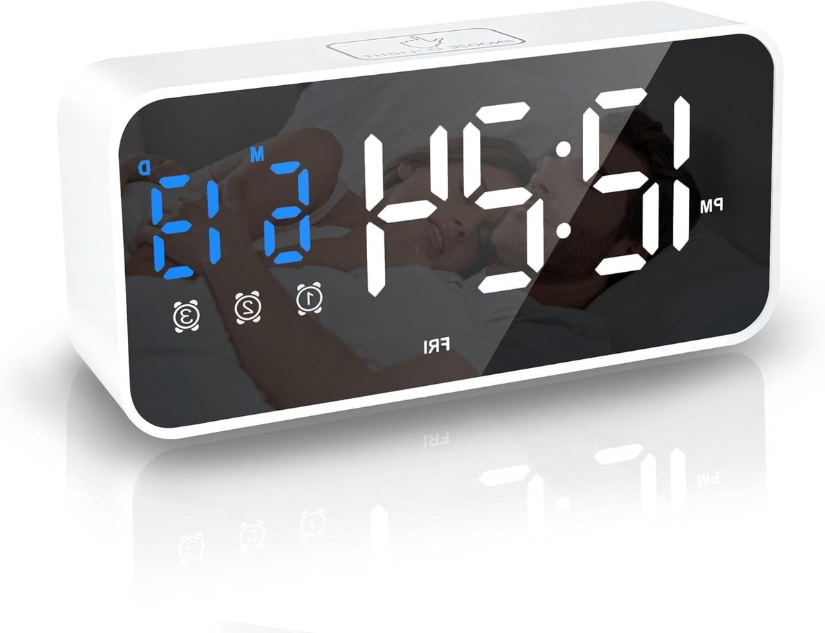 Digitale wekker - Spiegelklok - Wakker worden - Instelbare helderheid - 139 cm - Zwart