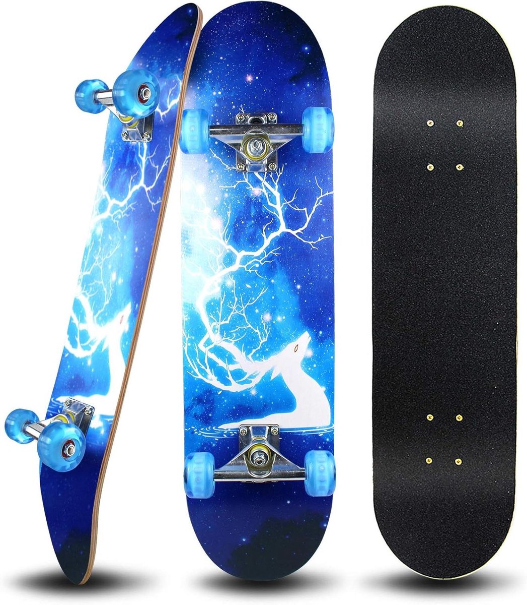 Compleet Skateboard Cruiser Board Beginners Leren Kleurrijke Wielen 31×8 Inch