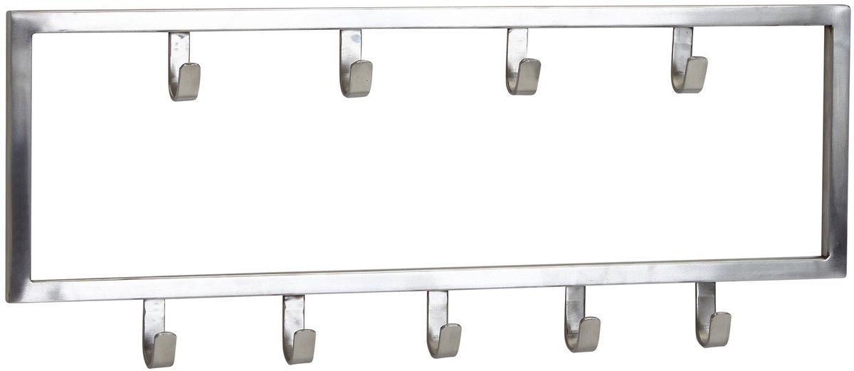 metaal zilver 50x20x4 cm design hal kapstok staal | Haakrail wandpaneel | kastwand | Hal kapstok