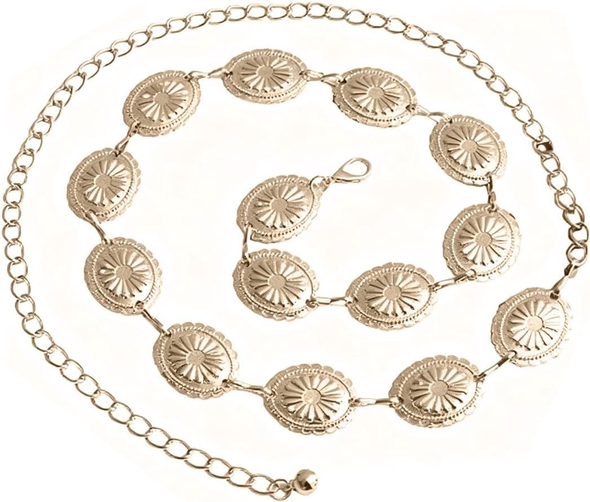 Stijlvolle Western Concho Ceintuur voor Jurken, Jeans en Rokjes - Trendy Modeaccessoire in Goud