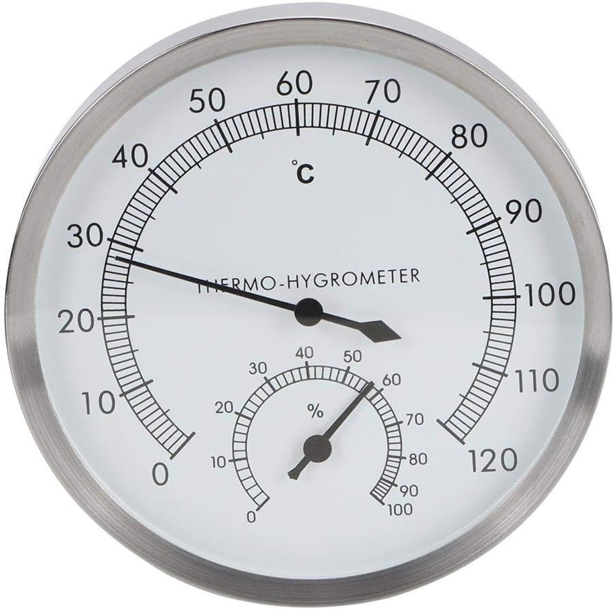 2-in-1 RVS Thermometer en Hygrometer voor Sauna en Stoomkamer, Perfect voor Badkamer en Wellness
