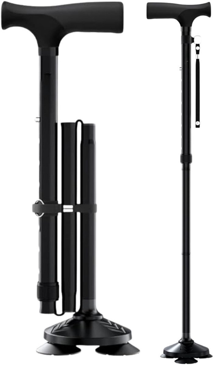 CRLYN® Wandelstok Opvouwbaar - Wandelstokken Dames en Heren -Zwart
