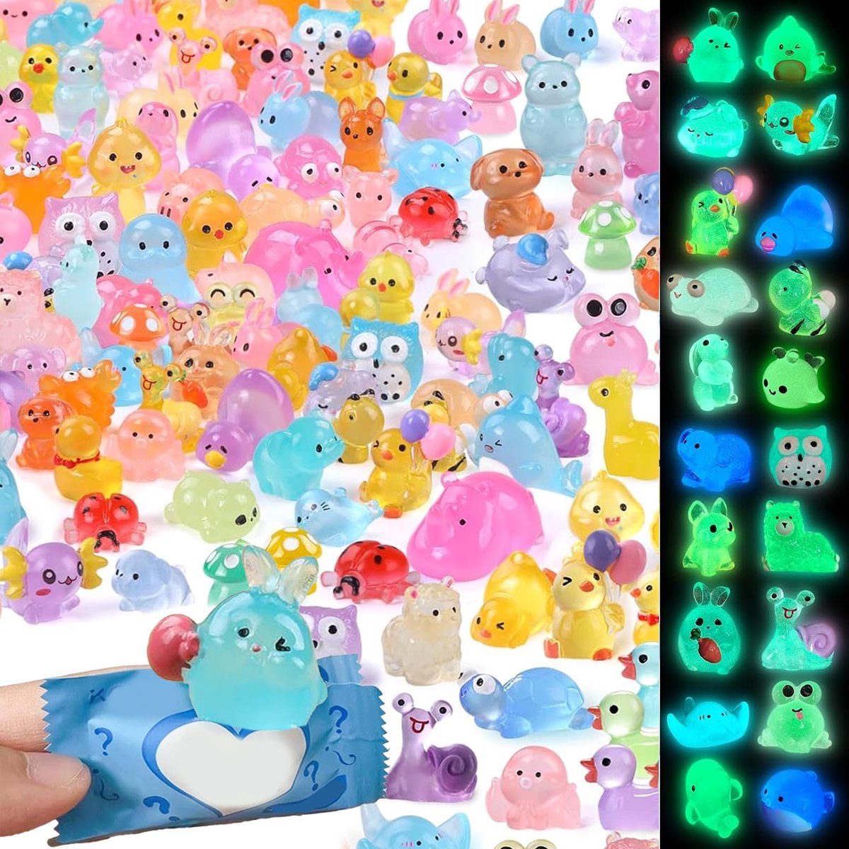 130 stuks mini-harsdieren, miniatuur kleurrijke dierenfiguren, lichtgevende decoratie voor miniatuurtuinen, potplanten, visbekken en aquaria