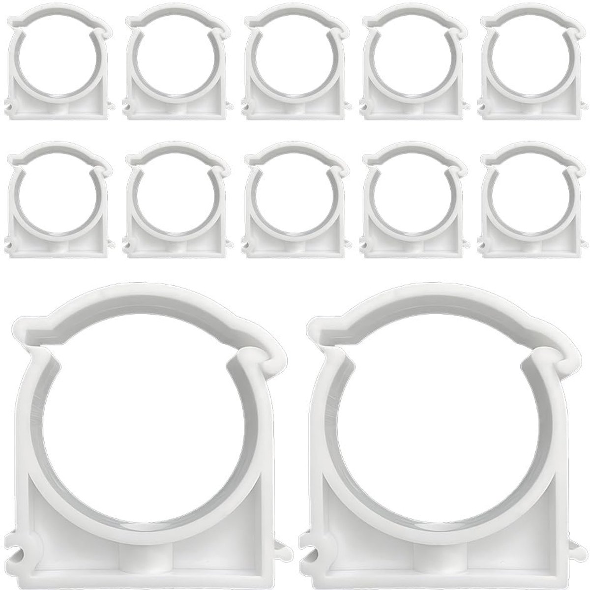 12 stuks 39 mm witte PVC-slangclips, vaste clips voor waterleidingen, U-bevestigingshouder voor waterslangen, Kunststof buisklemmen voor keukens, badkamers (Schroeven niet inbegrepen)