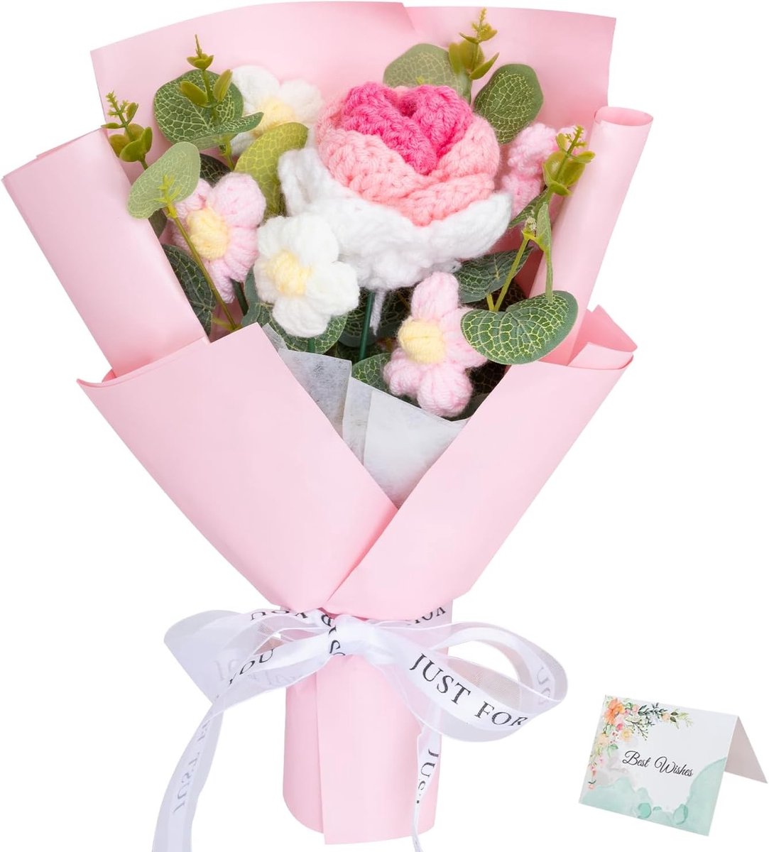 Klein Kunstbloemenboeket van Gehaakte Rozen, Perfect voor Afstuderen, Bruiloft, Verjaardag