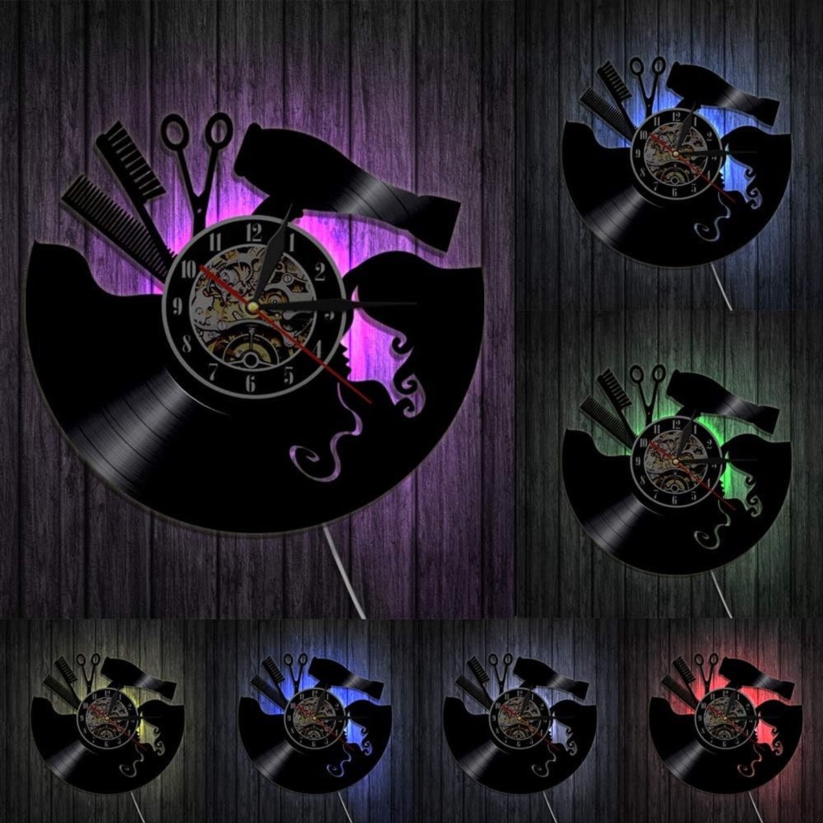 Wandklok voor Kapsalon met LED Nachtverlichting, Perfect Cadeau voor Haarstylisten en Kappers