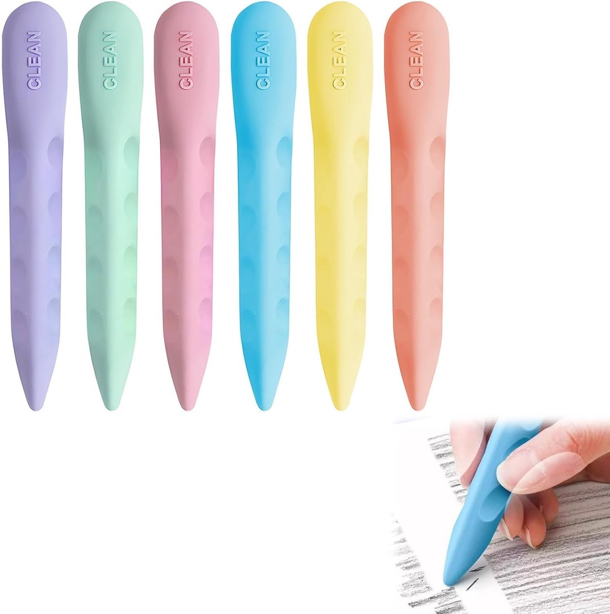 Inovra- Gommen Set van 6 - Zachte Rubber Gommen - Creatieve Gummen - Schoolbenodigdheden - Kleurrijke Gommen - Perfect voor Tekenen en Kleuren - Gum