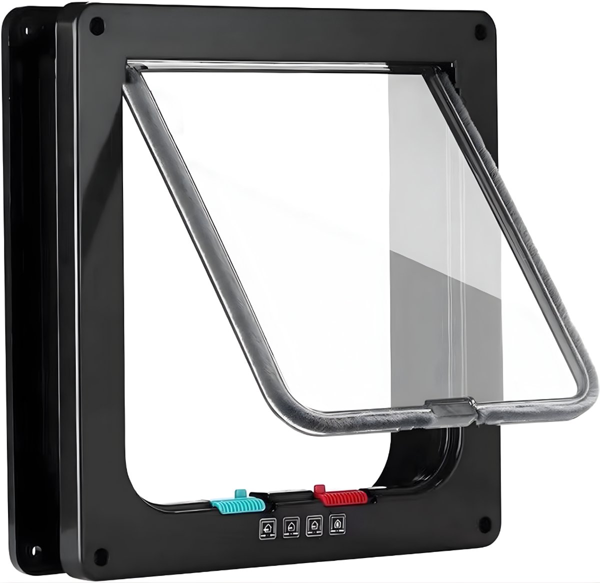 Ploutos® Kattenluik - Magnetisch Kattenluik Met 4 Standen – Eenvoudige Installatie - Zwart - 24cm x 25cm x 6cm