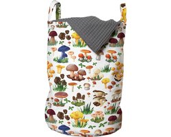 New Bed Natuur Paddenstoelen wilde natuurprint Opbergmand kinderkamer met Handvatten en Koordsluiting, Speelgoedmand kinderen - Speelgoedkist- Wasmand Kinderkamer - Wasbox - 33 x 48 cm