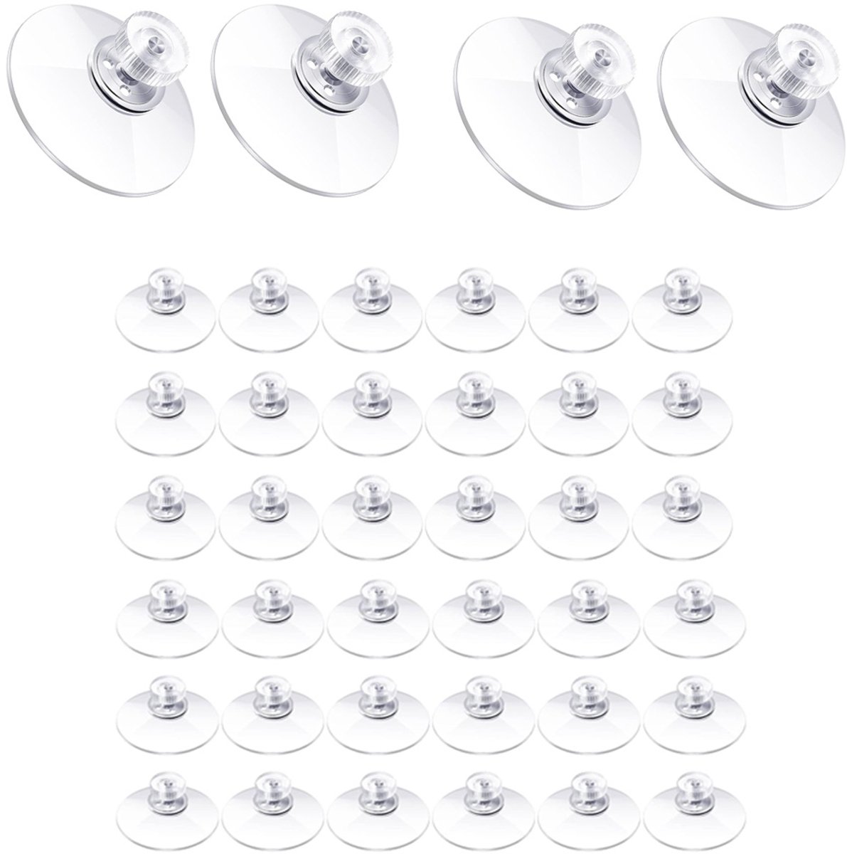 Zuignap met schroefdraad - Transparante Zuignap (50 mm diameter)- Clear PVC Sucker Pad Strong Adhesive Suction Hook Holder for Window Car Glass Shade Cloth Glass Bathroom Wall Door- 40 Stuks