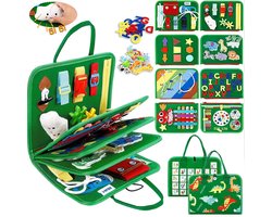 Montessori speelgoed busy board voor peuters – 8 pagina's Montessori Activiteitenboek voor kleuters - Voelbaar sensorisch activiteitenbord voor fijne motoriek - Educatief reisspeelgoed voor baby's, jongens en meisjes
