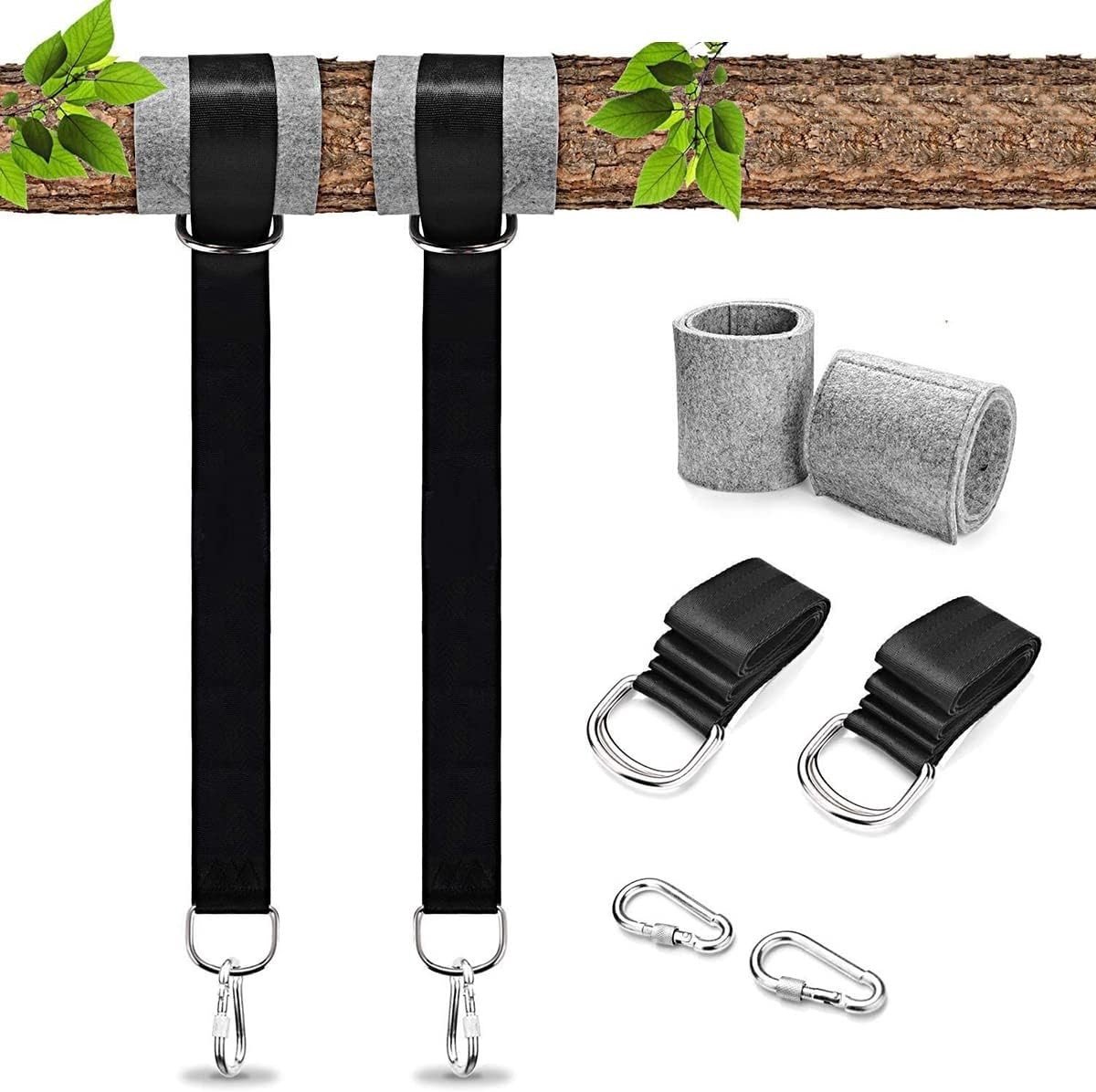 Hanging Straps 59 Inch Lange Veiligheidsriemen met 2 Sterke Carabiners voor Tuinschommel, Boomschommel en Hangmatten