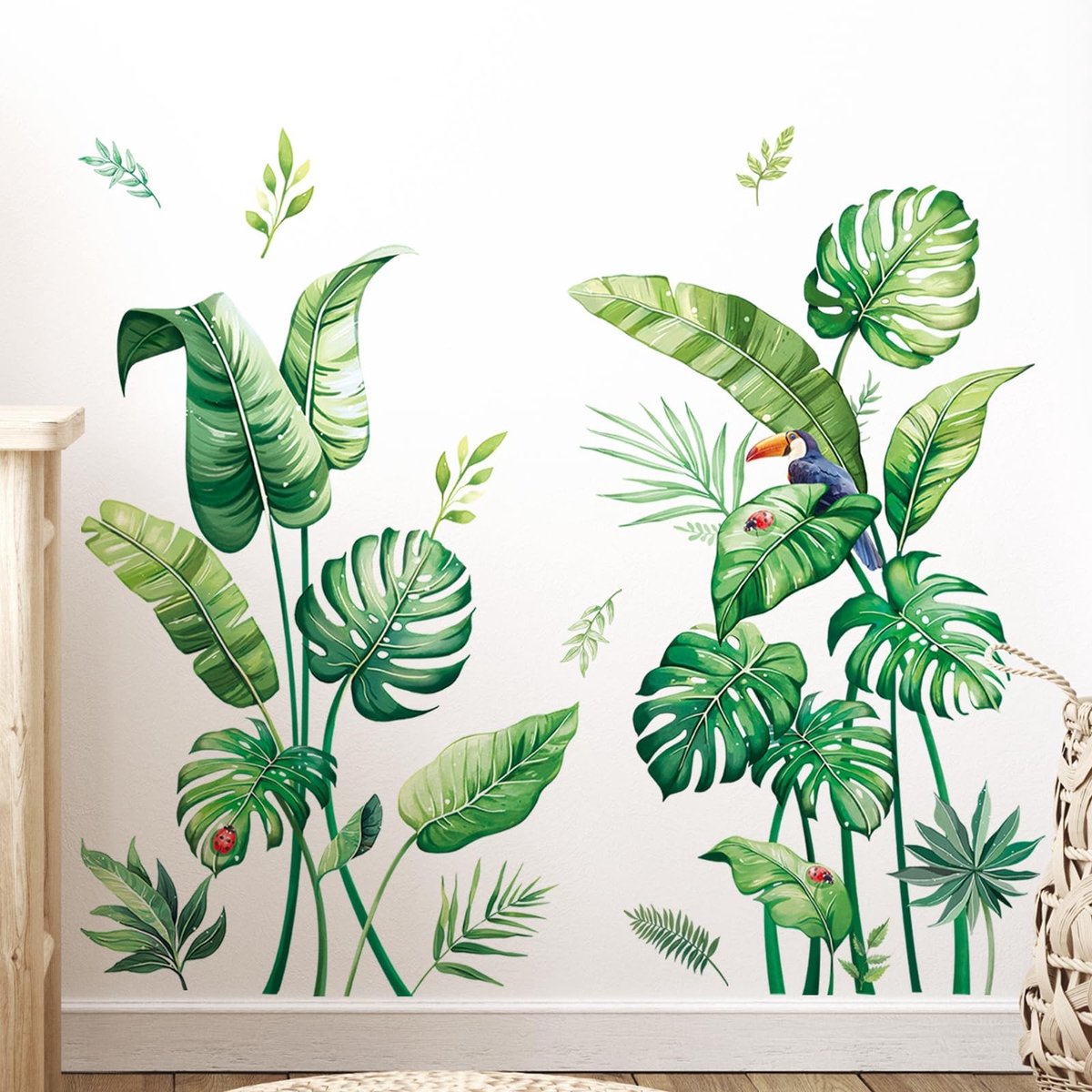Inovra- Muursticker Tropische Bladeren - Muursticker Groene Planten - Wanddecoratie Woonkamer - Wanddecoratie Slaapkamer - Eenvoudig te Installeren - Antibubbel Instructies