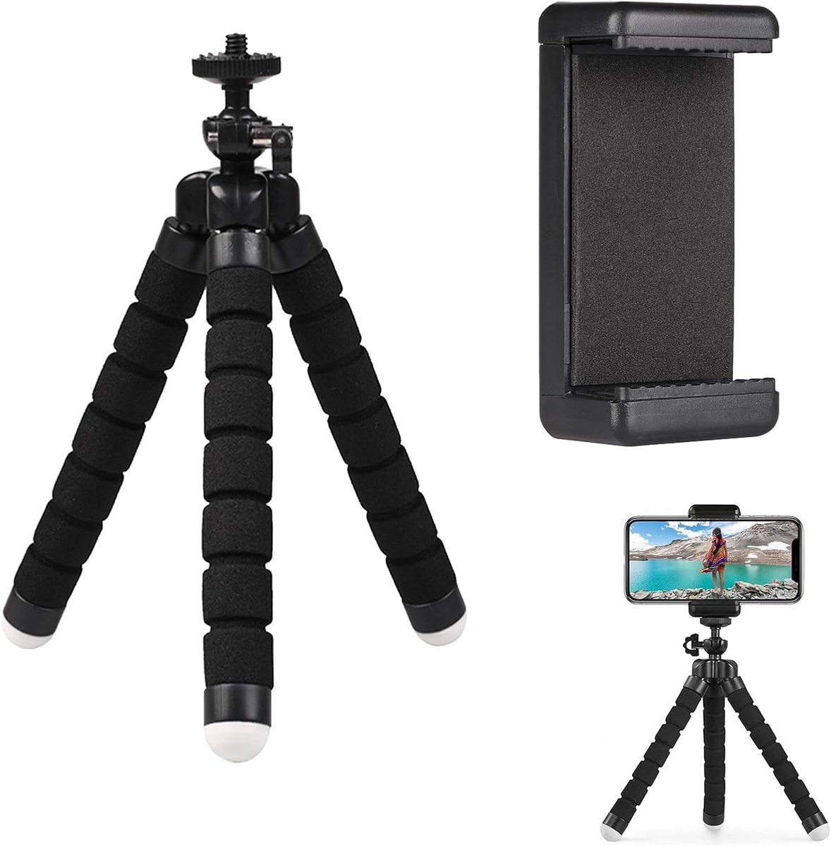 Thijox - Flexibel Statief met Universele Clip, Octopus Mobiele Telefoonstatief, 360° Draaibare Telefoonhouder, Mini Reisstatief voor Selfies en Actief