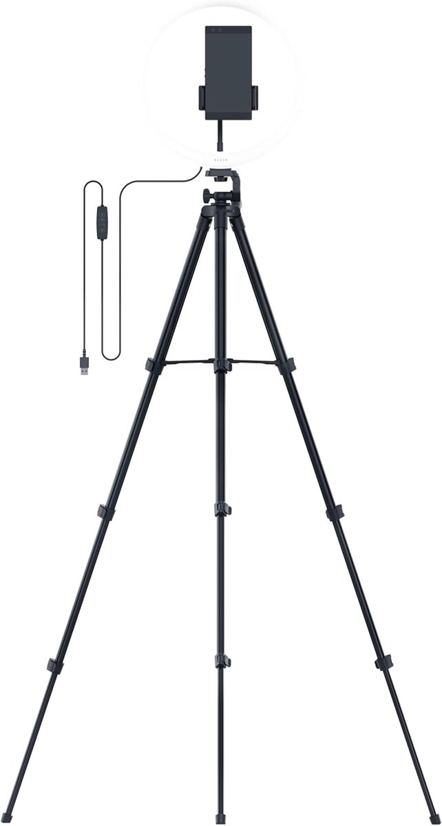 Thijox - 12" LED Ringlamp met Statief voor Streaming, Aanpasbaar Lichtspectrum, Verstelbare Lichtsterkte, Flexibele Bevestigingsopties, Zwart, Perfect