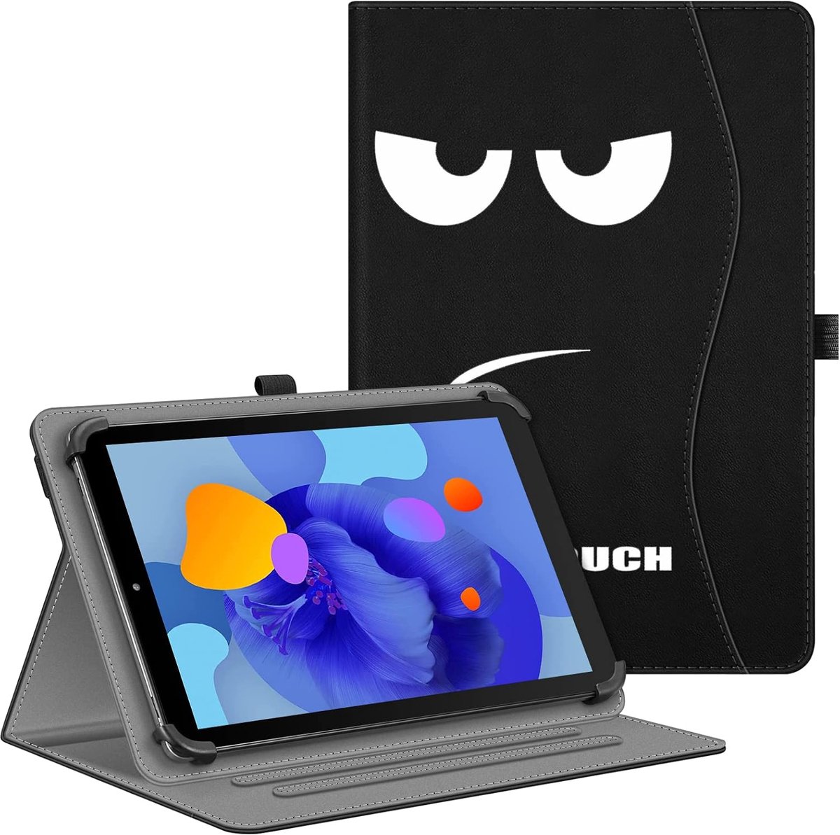 Thijox - Universele Tablethoes 9-11 inch, Multi-Hoek Hoes voor Tablets, Kunstleer, Zwart, Beschermhoes voor Laptok/AWOW/Whitedeer/Hasskya/DOOGEE, Idea