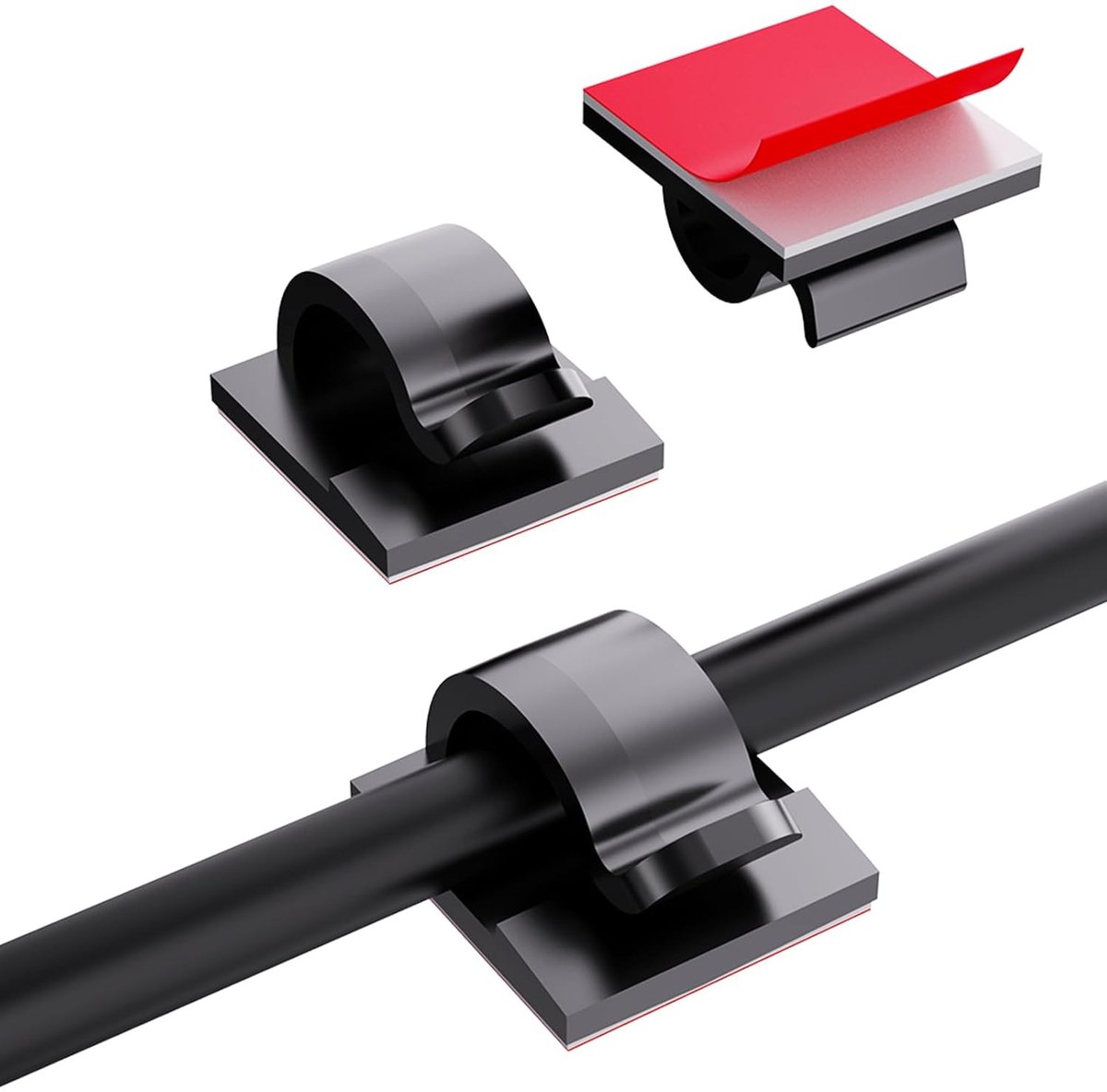 Thijox - 60 Stuks Kabelhouders Outdoor Kabelclips - Zelfklevende Kabelklemmen voor Kabelmanagement - Zwart - Ideaal voor Lichtkettingen, Tuin, Keuken