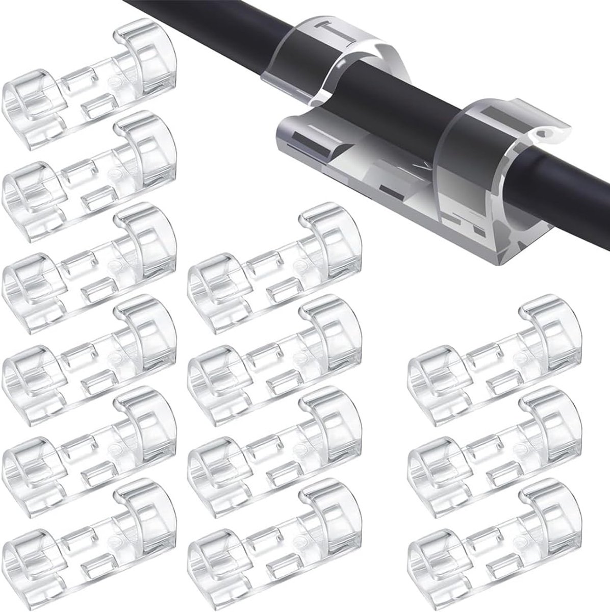 Thijox - 40 Stuks Grote Zelfklevende Kabelclips - Kabelbinders, Kabelklemmen, Kabelbeheer, Sterke Zelfklevende Pads voor Wandkantoren, Auto's, Thuiswe