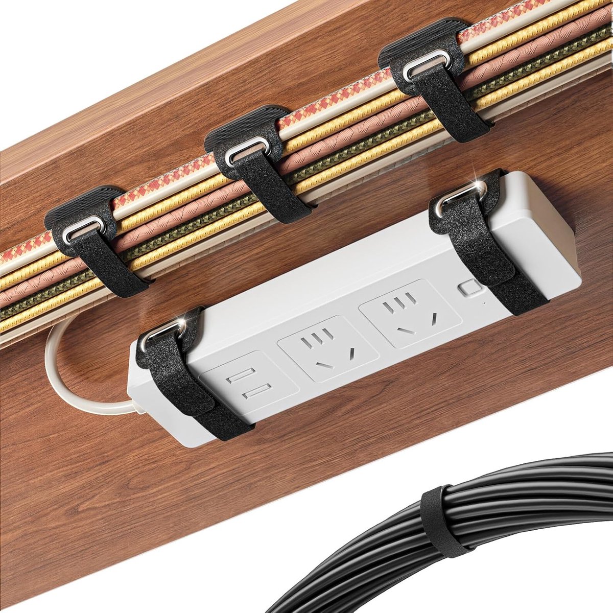 Thijox - Kabelmanagement Onder Bureau - Kabelorganizer voor Stekkerdozen, Herbruikbare Kabelclips met Vergrendelingsmechanisme, 8 Paar, Ideaal voor Th