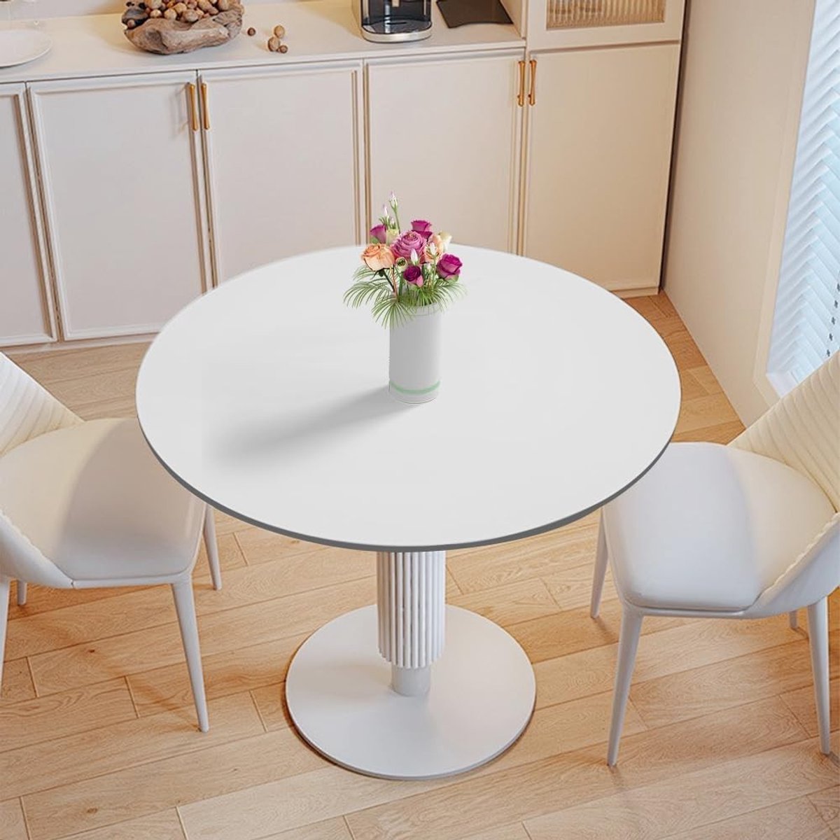 Wasbare Ronde Tafelkleed 110 cm - Elastisch 3D Print Lotus Effect Tafelkleed voor Tuin en Restaurant, Ideaal voor Buitengebruik en Feestjes
