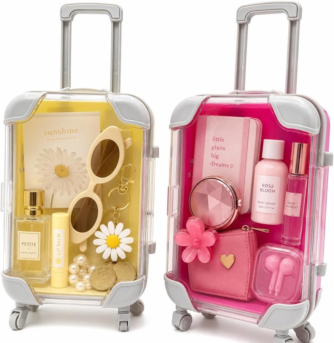Twee Delige Mini Koffer voor Geld, Ideaal als Reisgeschenk of Geldcadeau voor Kinderen, Geel/Rood, Perfect voor Financiële Planning en Reizen