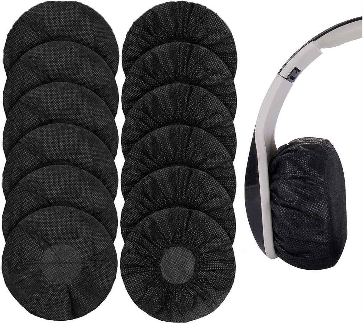 Wegwerp Hoesjes - Beschermhoesjes Koptelefoon - Hygiënisch Gebruik - Zweetabsorberend Materiaal - 8-13 cm - Zwart