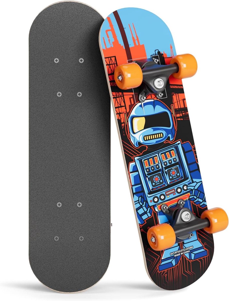 Mini Houten Cruiser Beginners Skateboard Leren Rijden Robot Design 17 Inch