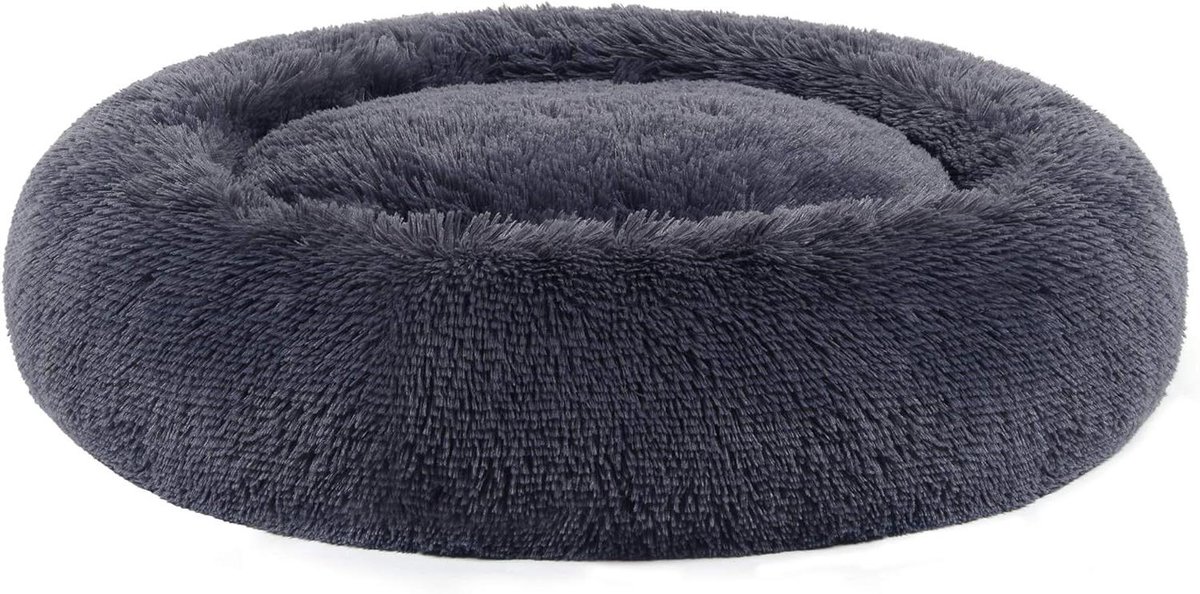 Hondenmand - Kattenkussen - Comfortabel Rusten - Afneembare Middenkussen - 90 cm Diameter - Donkergrijs