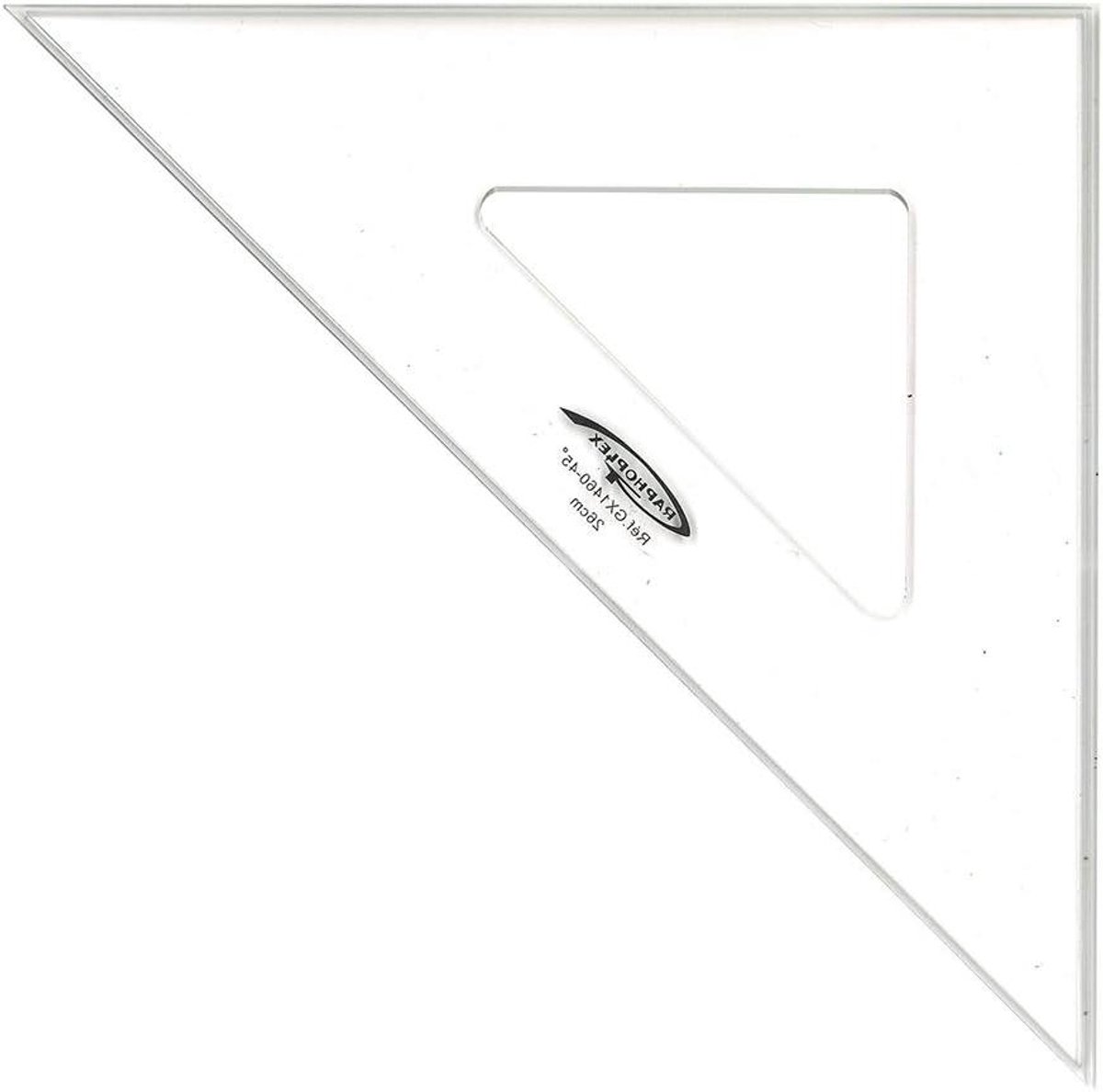 Teken driehoek - Geodriehoek - Nauwkeurig Tekenen - Vuilafstotende randen - 26 cm - Transparant
