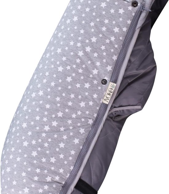 Universele Kinderwagenzak - Voetenzak baby - Warmte en comfort - Hypoallergeen katoen - 42 x 100 cm - Wit met sterren — afbeelding 2
