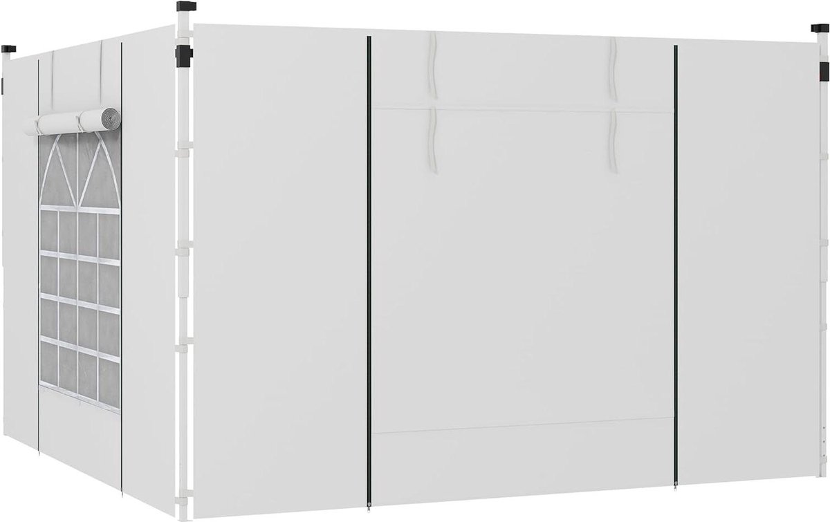 Zijwanden Paviljoen - Zijpanelen Tent - Extra Beschutting - Met Ramen Deur - 295x195 cm - Wit