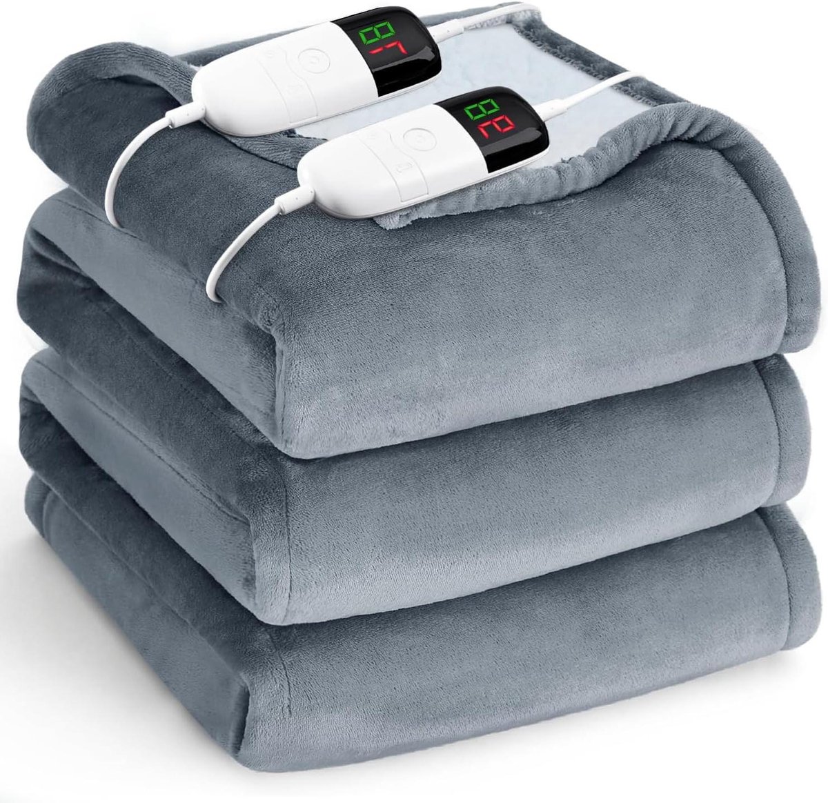 Elektrische Deken - Verwarmde Plaid - Warmte en Comfort - Dubbele Regeling - 213 x 228 cm - Asgrijs