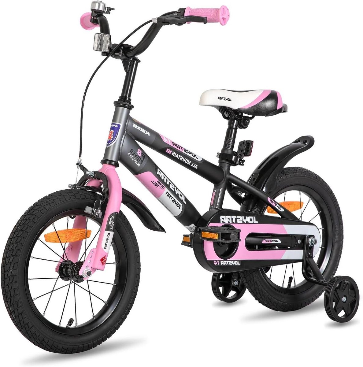 Kinderfiets - Jongensfiets Meisjesfiets - Leren Fietsen - Dubbel Remsysteem - 14 inch - Roze