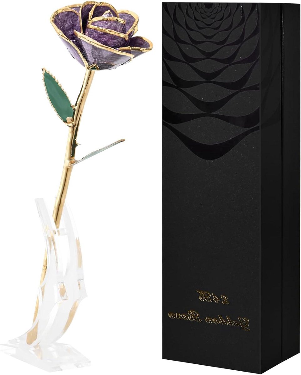 Eeuwige Roos - Gouden Bloemen - Woondecoratie - 24 karaat goud - 35 cm - Goud