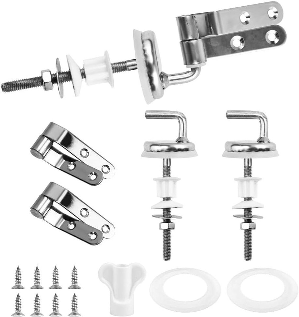 WC-Scharnieren Set - Toiletbril Bevestiging - Toilet Reparatie - Complete Bevestigingskit - 2 Stuks - Wit