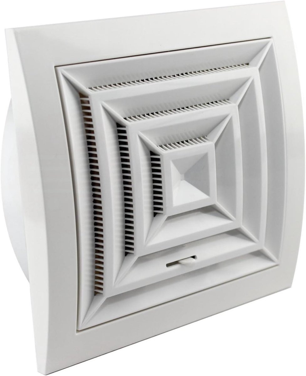 Ventilatierooster met flens - Afvoerrooster - Luchtstroom regelen - Met insectennet - Ø 125 mm - Grijs