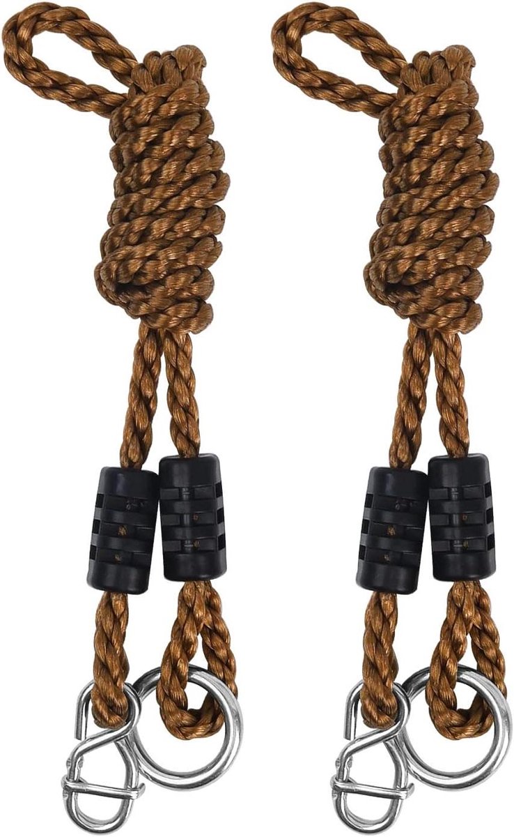 Schommelbevestiging Set - Hangmat Touwen - Veilig Ophangen Buiten - Verstelbaar 1.8 Meter - 300 kg Draaglast - Zwart