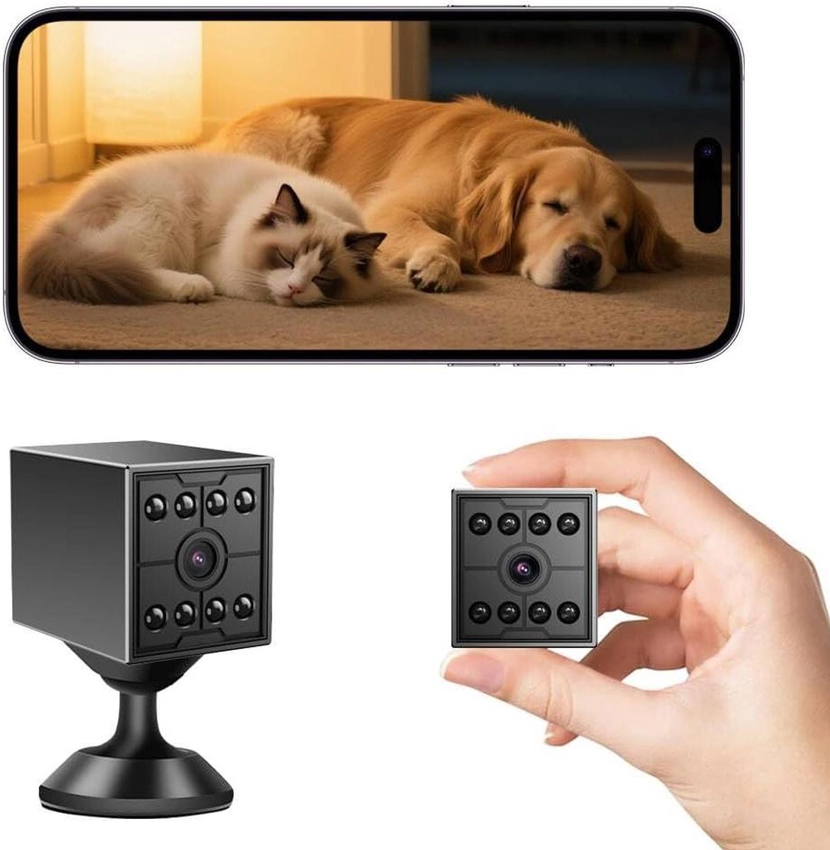 Mini-camera - Beveiligingscamera - Binnenbewaking - Draadloze Bluetooth - 1080p HD - Zwart