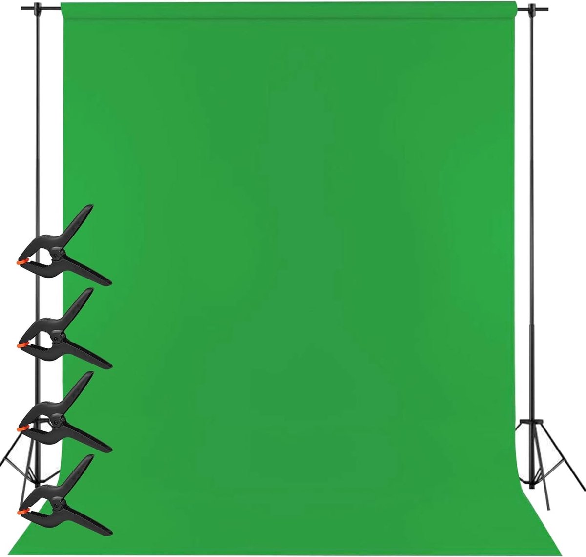Thijox - 300 x 300 cm Groen Scherm Achtergrond - Wasbare Fotowand Achtergrond voor Fotografie, Video- en TV-opnames met 4 stuks 10 cm Achtergrondklemm
