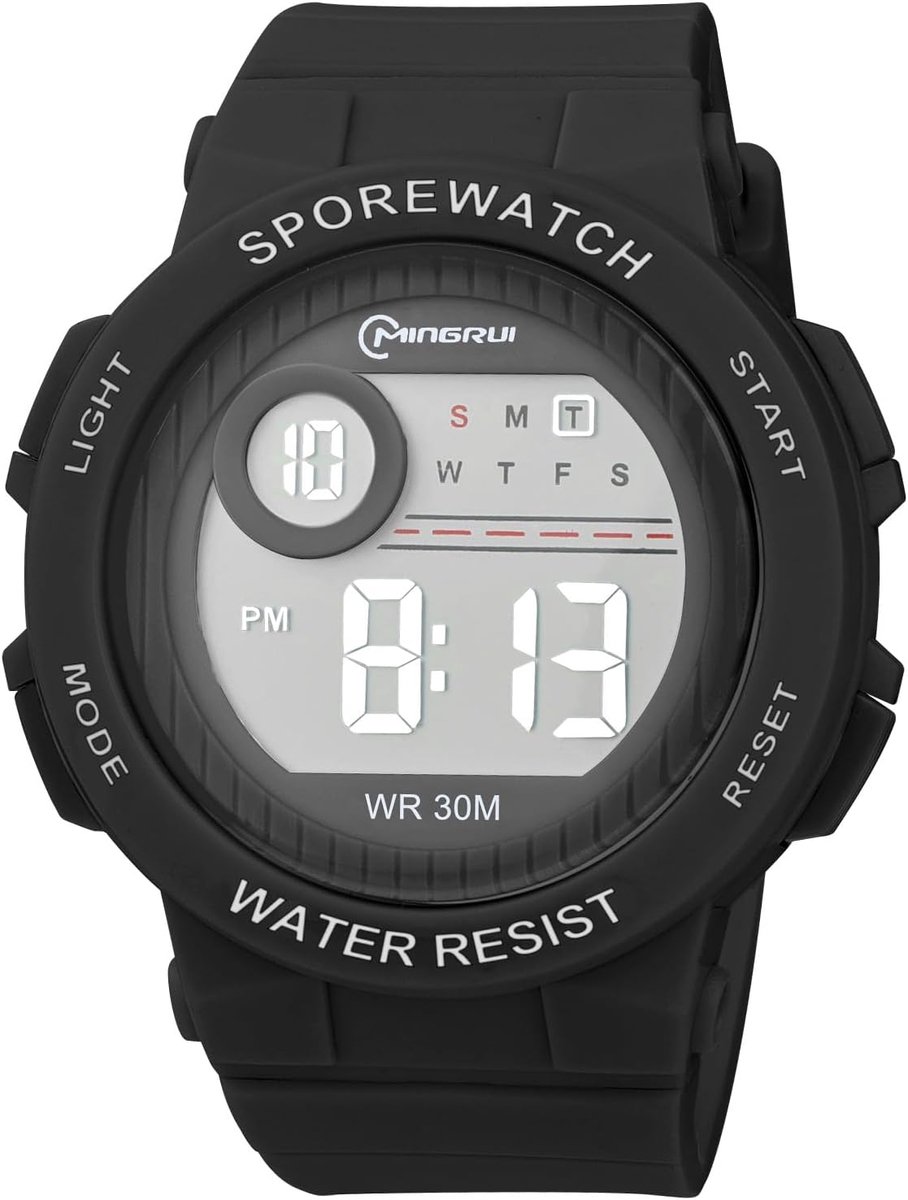 Thijox - OFFCUP Waterdicht Digitaal Kinderhorloge - Sporthorloge voor Buiten, LED Verlichting, Stopwatch, Wekker, Datum, Perfect voor Actieve Kinderen