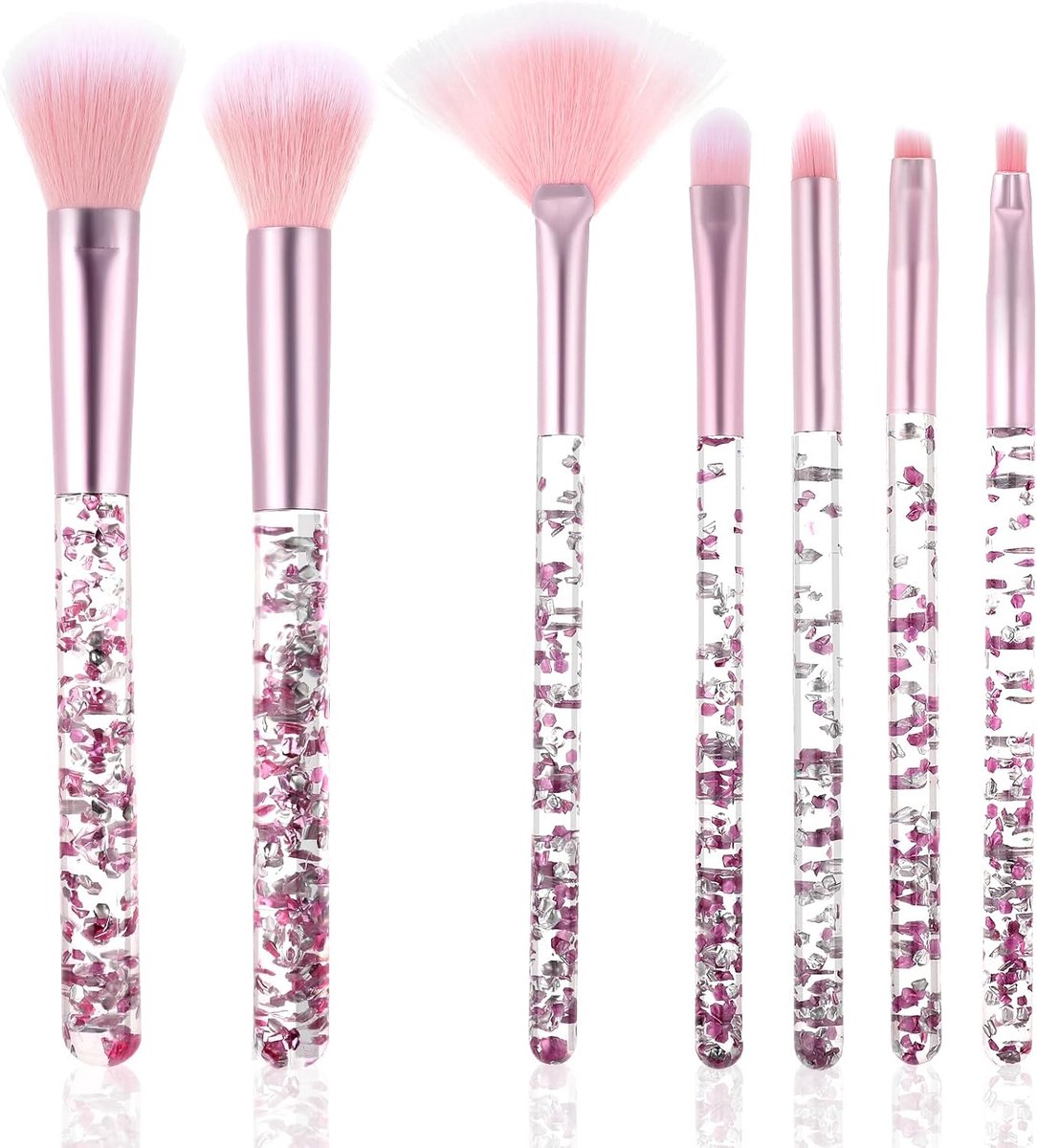 SnelShoppen - 7-delige Make-up Kwasten Set voor Poeder, Foundation, Oogschaduw en Concealer - Met Sprankelende Kristallen - Perfect voor Dagelijks Geb