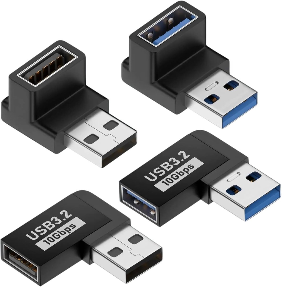 USB 3.0-adapter 90 graden, hoge en lage hoek, type A mannelijk naar vrouwelijk, 10 Gbps overdracht, 5 V/3 A opladen, ideaal voor harde schijven, toetsenborden en laptops