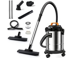 Fuegobird - Electric wet and dry vacuum cleaner - krachtig 2000W - Grote capaciteit 18 L - 4m cord - Blower connection - 7 accessoires - 1.6 m plastic hose - HEPA filterl - Bouwstofzuiger - RVS zuiger