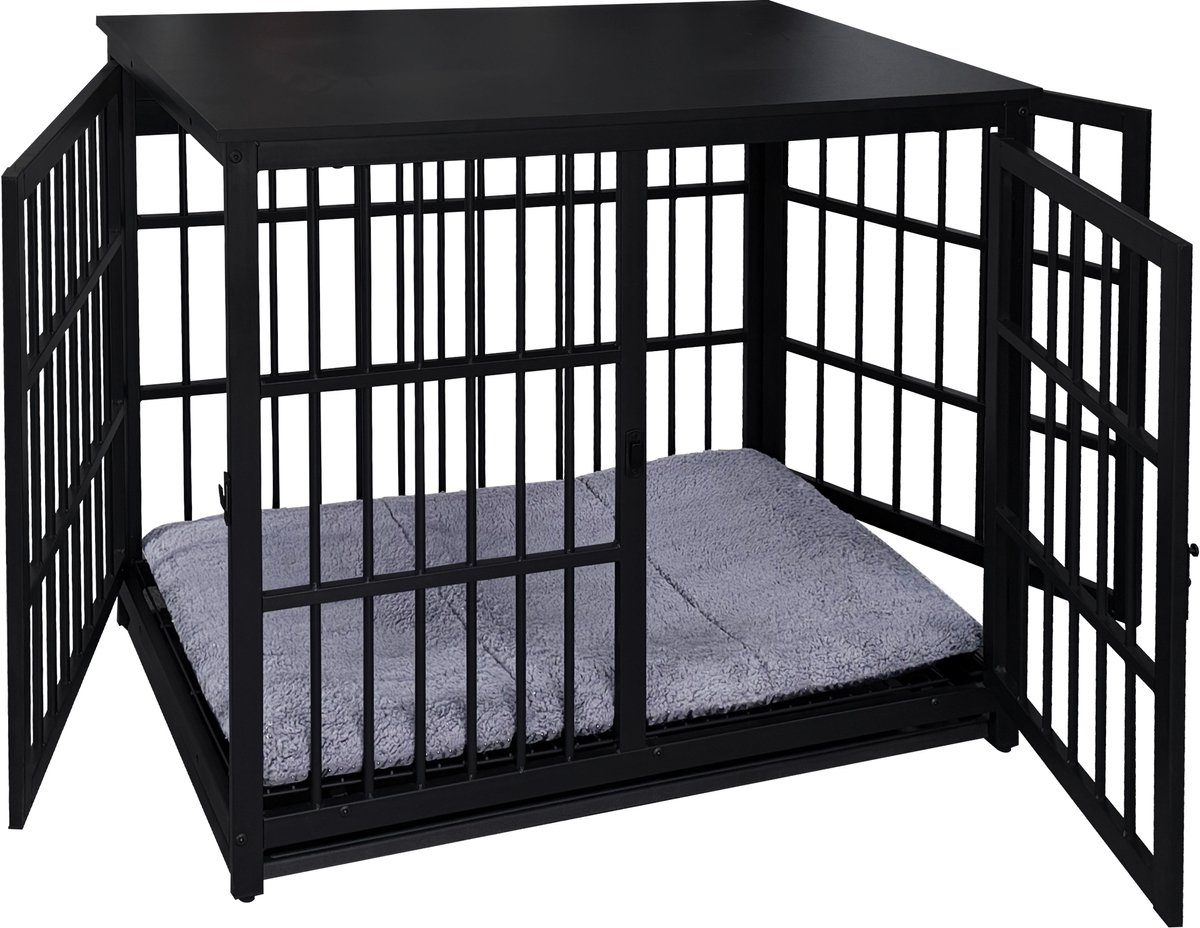Hondenbench - bench voor kleine en middelgrote honden - hondenhok - voor binnen - inclusief hondenkussen - 91 cm x 60 cm x 74 cm