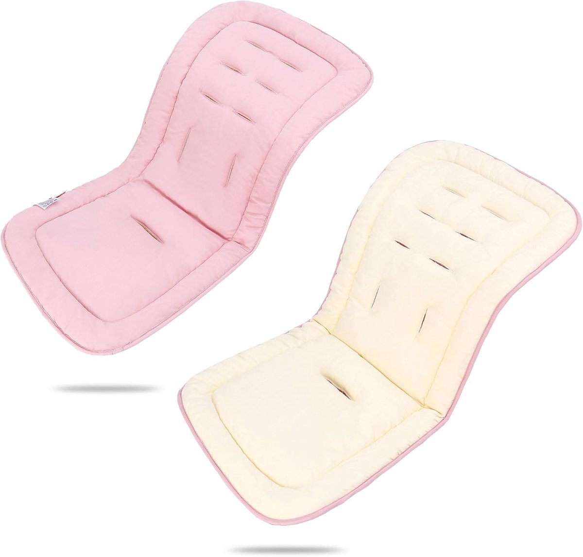SnelShoppen - Universele Kinderwagenmat - 100% Katoenen Kinderwagen Stoelbekleding - Dubbele Voorzijde - Verstelbare Veiligheidsriemen - 78x34cm (Roze