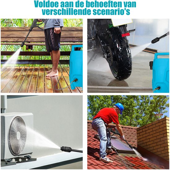 Elektrische hogedrukreiniger compleet‑set met 7‑m afvoerslang en 2‑m toevoerslang, spuitpistool, schuimfles en aansluitonderdelen voor auto en terrasreiniging — afbeelding 5